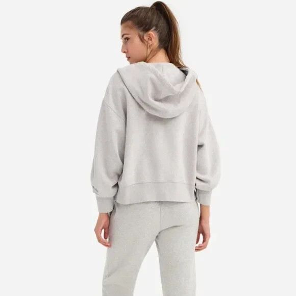 MATE THE LABEL ORGANIC COTTON FLEECE FULL ZIP HOODIE SWEATSHIRT GRAY SZ XS $128 - Picture 4 of 7